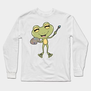 Frog at Painting with Brush & Paint Long Sleeve T-Shirt